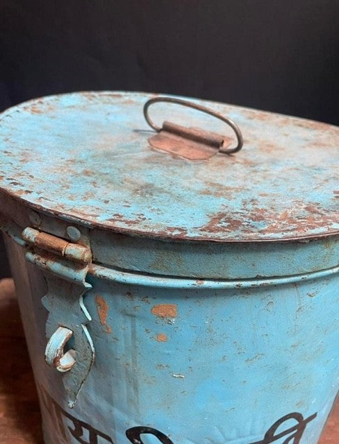 Vintage voorraadblik uit India blauw