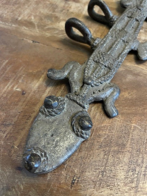 Amulette en bronze des Lobi du Burkina Faso - grand crocodile