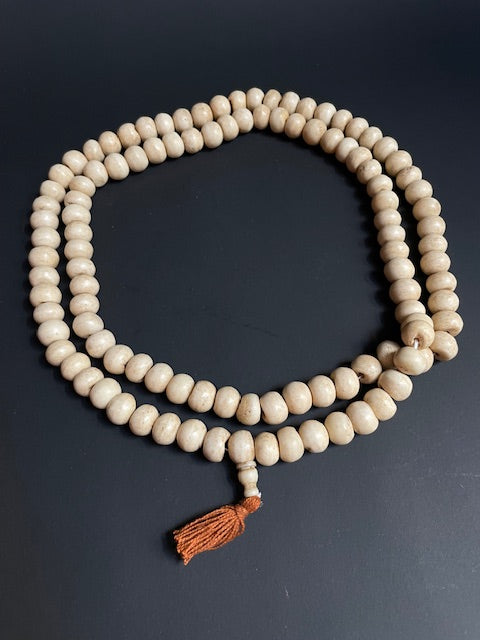 Long mala yak bone from Nepal beige