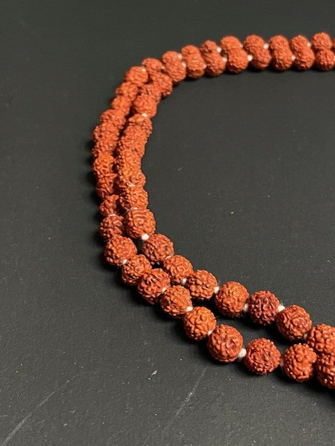Lange rudraksha ketting uit India - rood