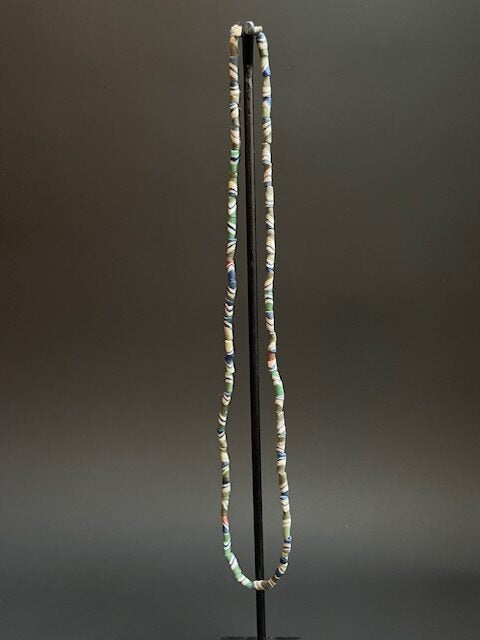 Vintage handelskralen ketting uit Ghana multicolor gestreept