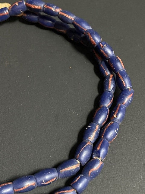 Vintage handelskralen ketting uit Ghana blauw