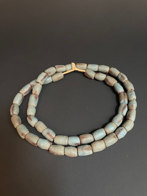 Vintage handelskralen ketting uit Ghana blauw
