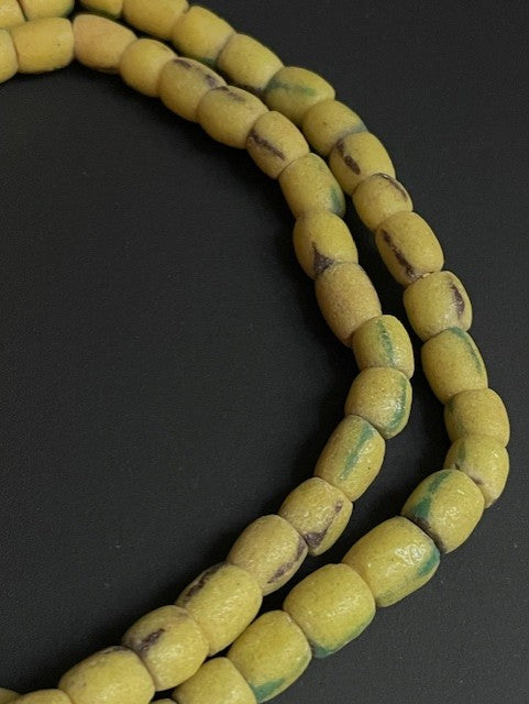 Vintage trade bead necklace from Ghana yellow
