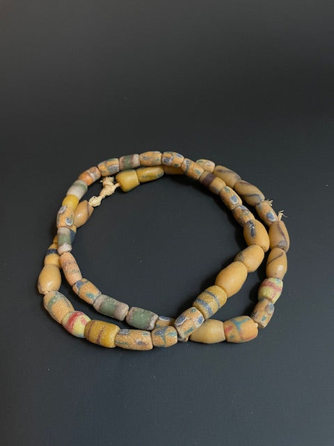 Vintage trade beads necklace from Ghana yellow mix
