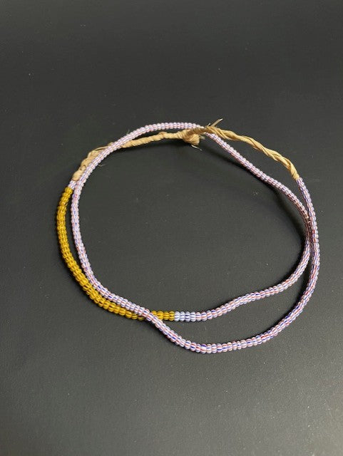 Vintage handelskralen ketting uit Ghana mix gestreept