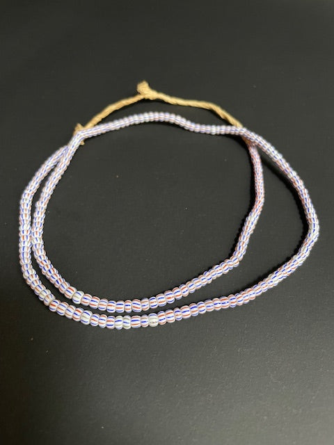 Vintage trade bead necklace from Ghana white striped