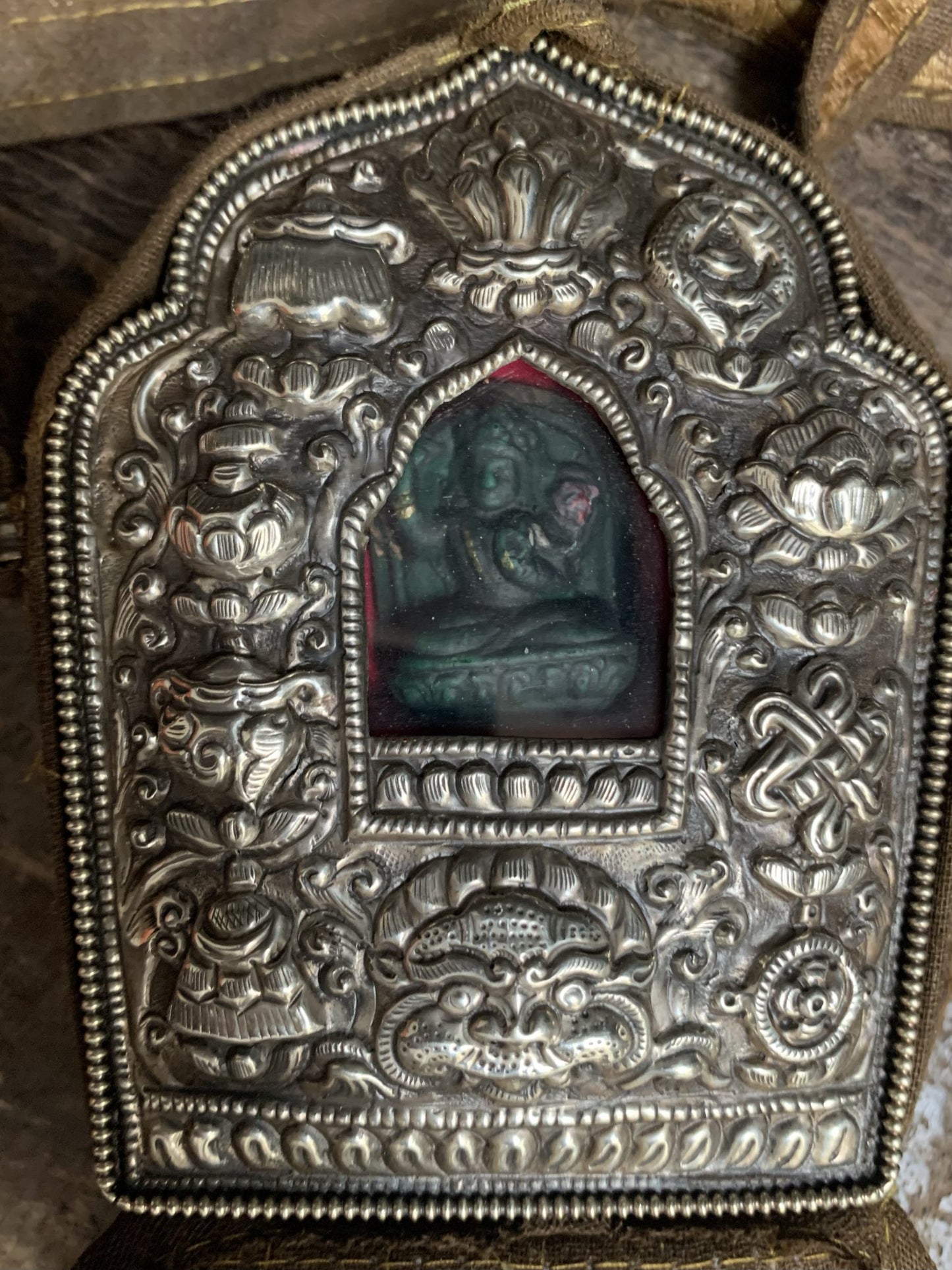 Tibetan Ghau (travel altar) from Nepal - large, brown