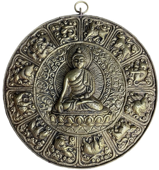 Mandala avec Bouddha et zodiaque chinois du Népal