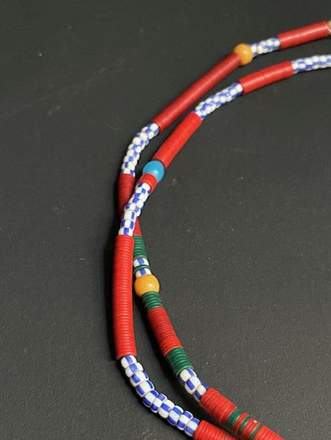 Vintage trade beads necklace from Ghana color mix 
