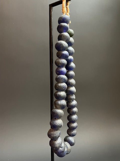Vintage glass bead necklace from Ghana blue