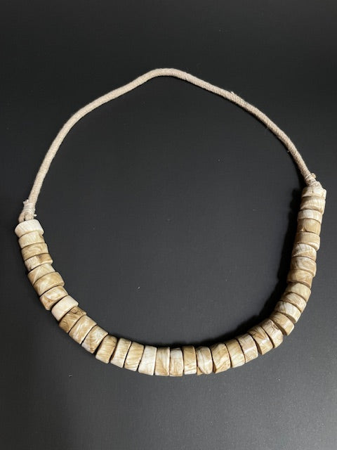 Fossil conch shell necklace from Nepal 
