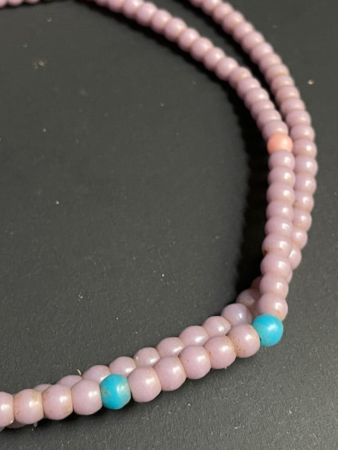 Vintage trade bead necklace from Ghana lilac 