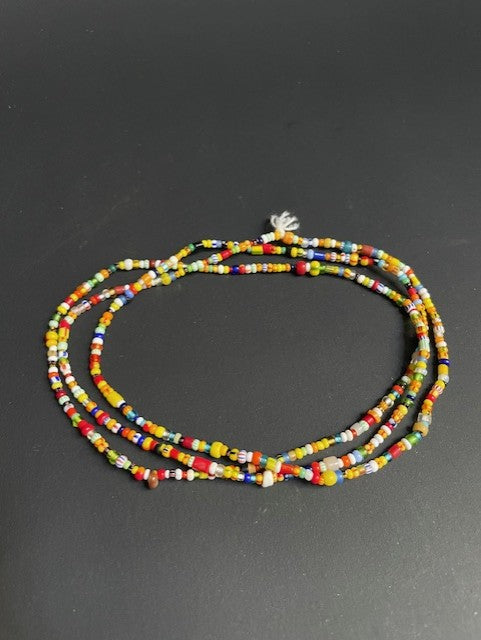Long vintage trade beads necklace from Ghana colorful 