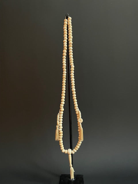 Long mala yak bone from Nepal - white