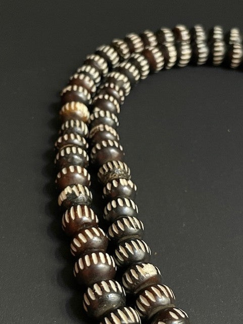 Long mala from Nepal - black and white striped