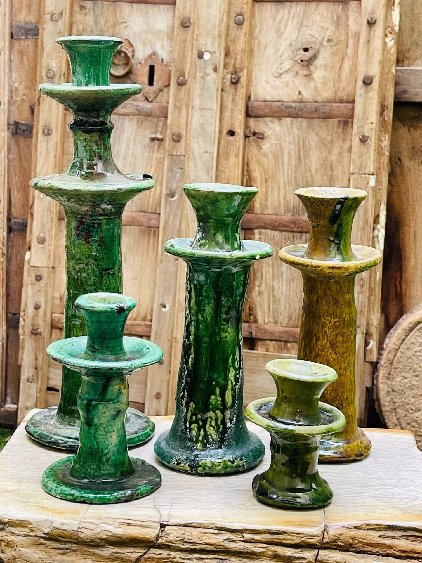 Bougeoir Tamegroute du Maroc vert (17 cm)