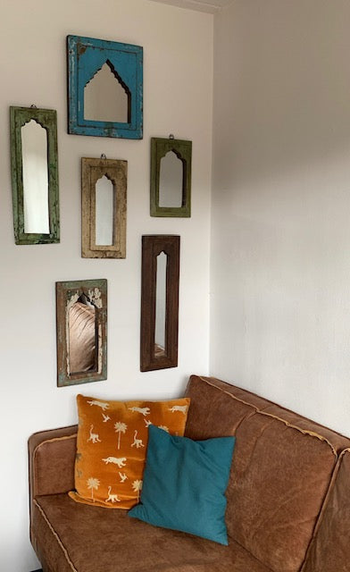 Miroir de temple d'Inde (marron-blanc)