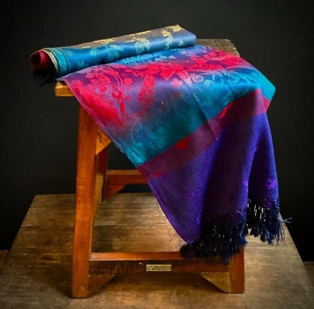 Pashmina sjaal uit India - bloemen