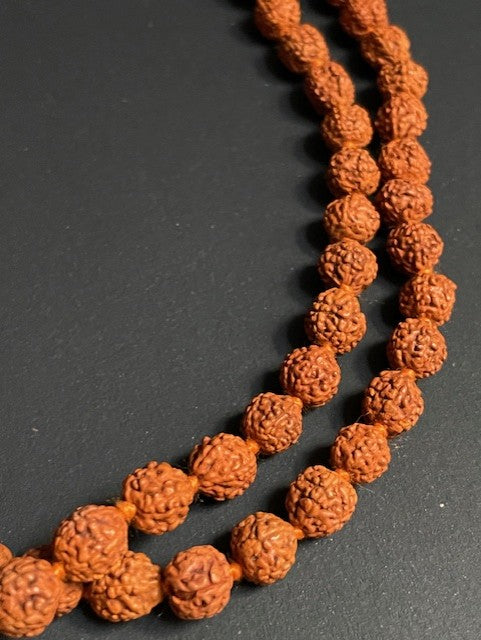 Lange rudraksha ketting uit India - geel