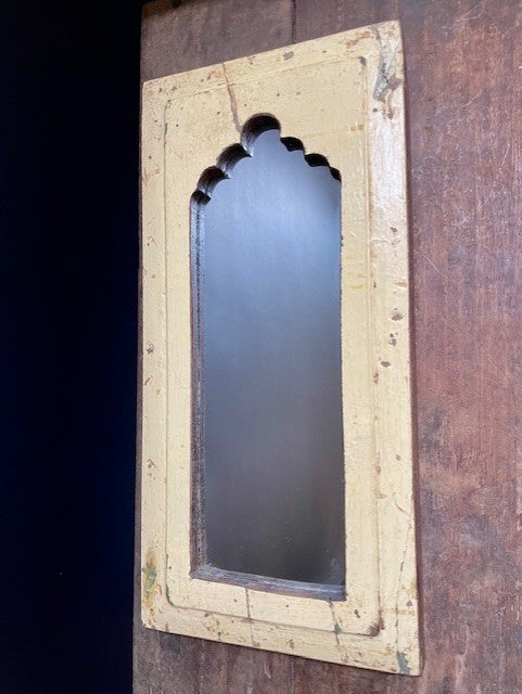 Miroir de temple d'Inde (blanc crème)