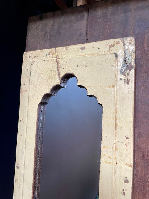 Miroir de temple d'Inde (blanc crème)