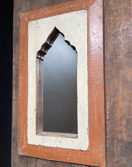 Miroir de temple d'Inde (marron-blanc)