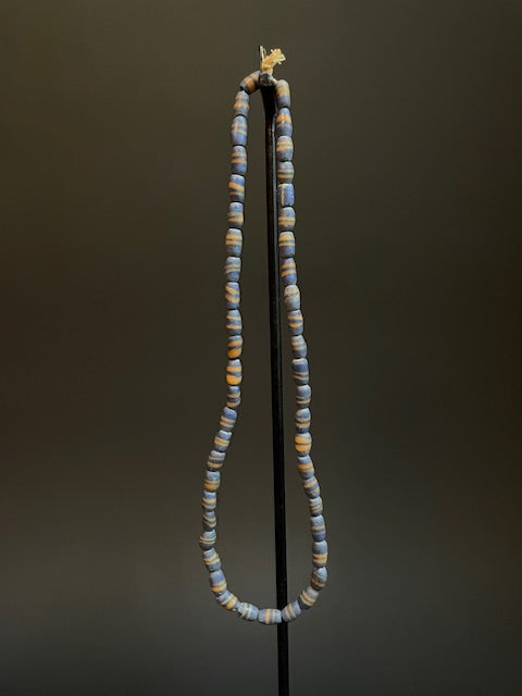 Vintage trade bead necklace from Ghana blue-yellow 