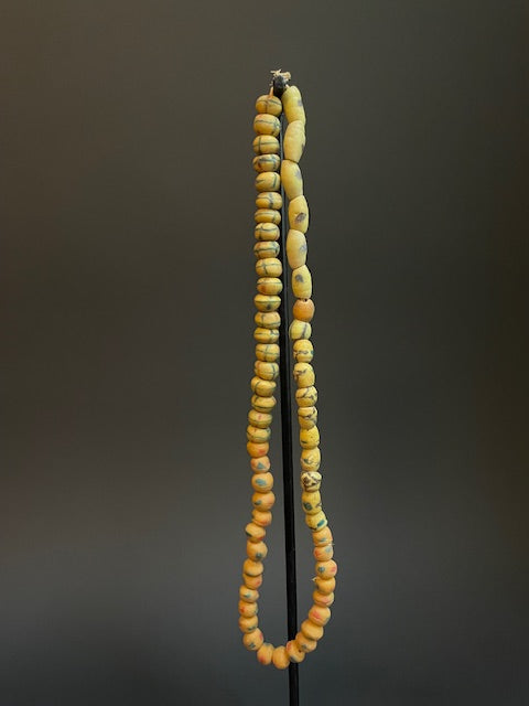 Vintage trade bead necklace from Ghana yellow 