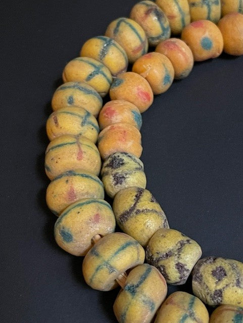 Vintage trade bead necklace from Ghana yellow 