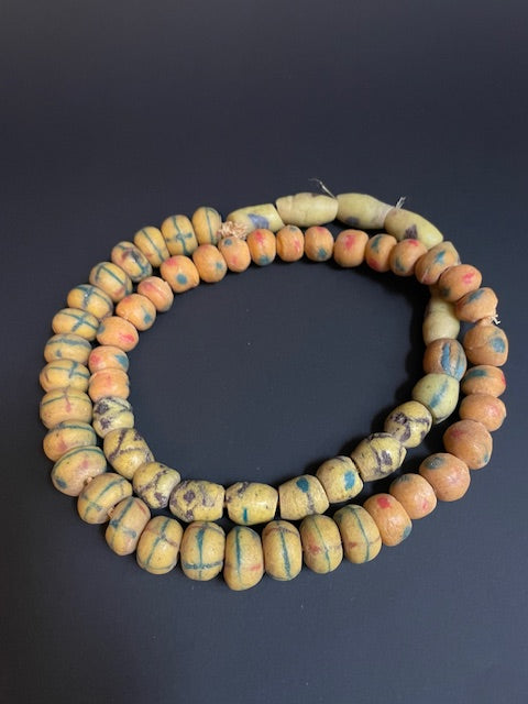 Vintage trade bead necklace from Ghana yellow 