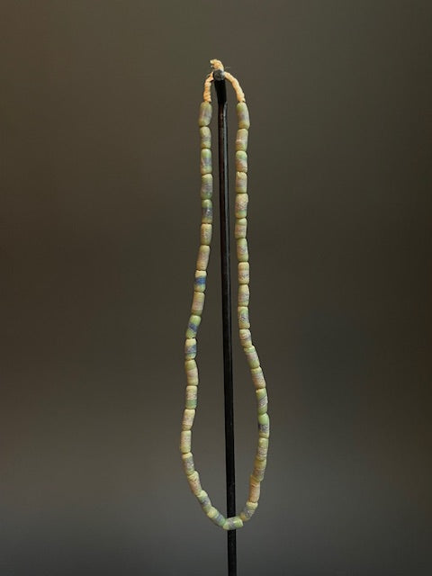 Vintage trade beads necklace from Ghana green-blue 