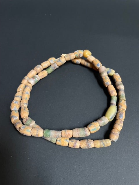 Vintage tradebeads necklace from Ghana mix yellow