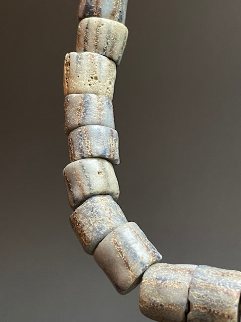 Long vintage tradebeads necklace from Ghana grey