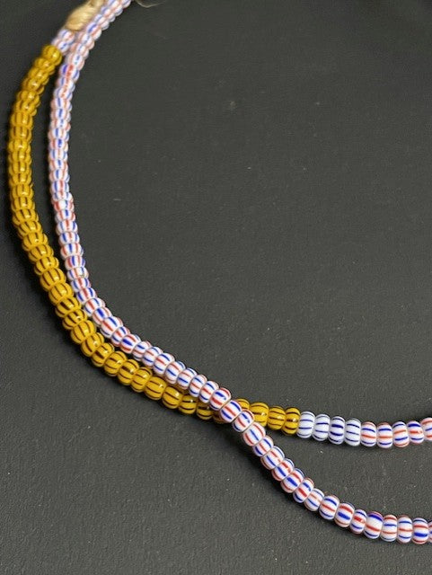 Vintage trade beads necklace from Ghana mix striped 
