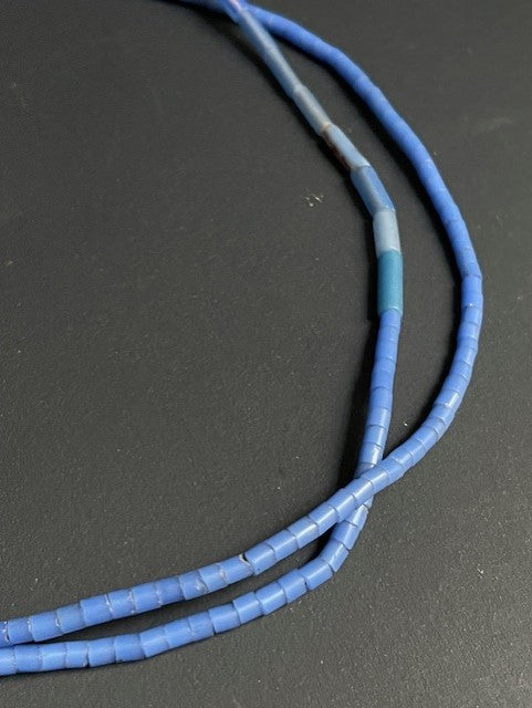 Long vintage trade beads necklace from Ghana blue 