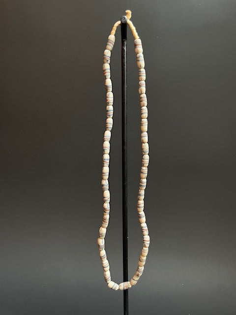 Vintage tradebeads necklace from Ghana striped white