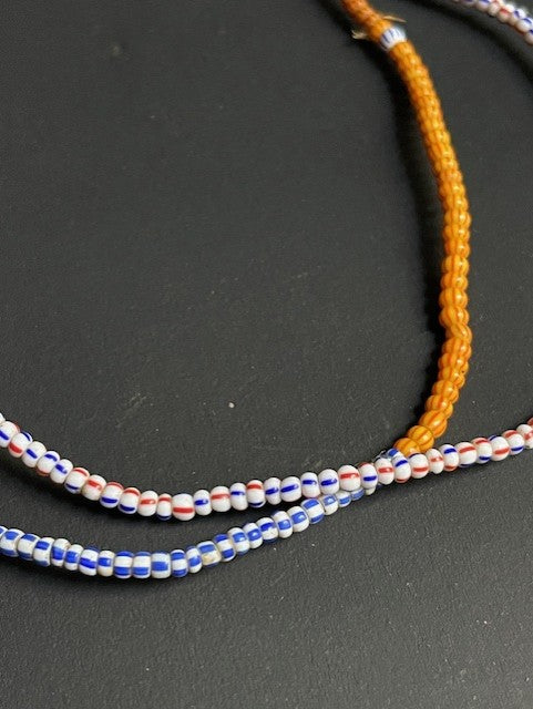 Vintage trade beads necklace from Ghana mix striped 
