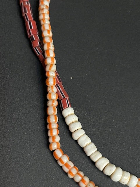Vintage Ghanaian trade bead necklace orange-white 