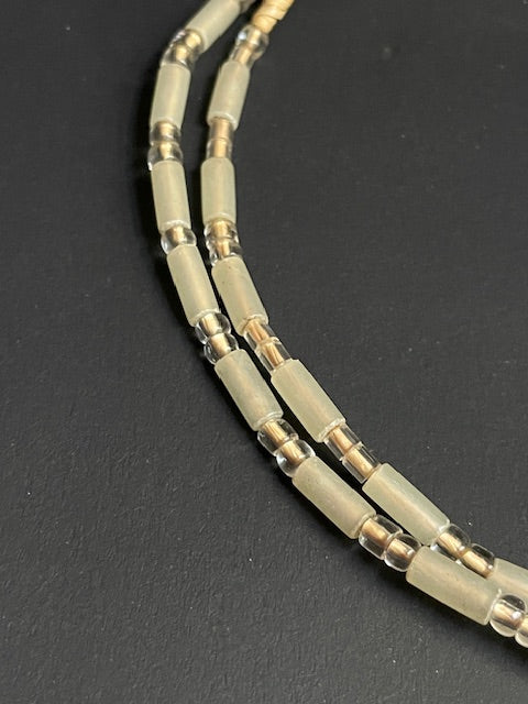 Vintage trade bead necklace from Ghana transparent 